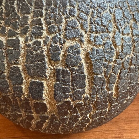 Dark brown crackle glaze vase signed art pottery Large Signed - Picture 11 of 13